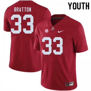NCAA Youth Alabama Crimson Tide #33 Jackson Bratton Stitched College 2020 Nike Authentic Crimson Football Jersey RK17J50HH